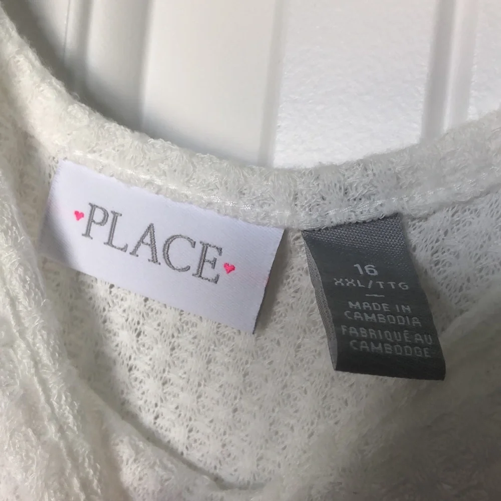 The Children's‎ Place Top Girls Size XXL 16 White Pink Ombre Long Sleeve NWT